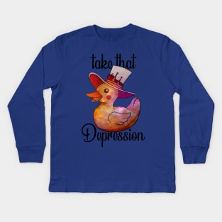 Take That Depression -  Funny And Cute Hazbin Hotel Duck And Lucifer Rubber duck Kids Long Sleeve T-Shirt